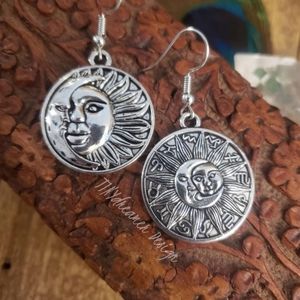 Mismatched Zodiac Wheel 12 Birth Sign Sun Moon Earrings Occult~Hippy~Witchy Gift